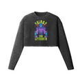 FRIDAY THE LIFTEENTH (RETRO)- Womens Long Sleeve Crop Top-Faded Black-League of Lifters