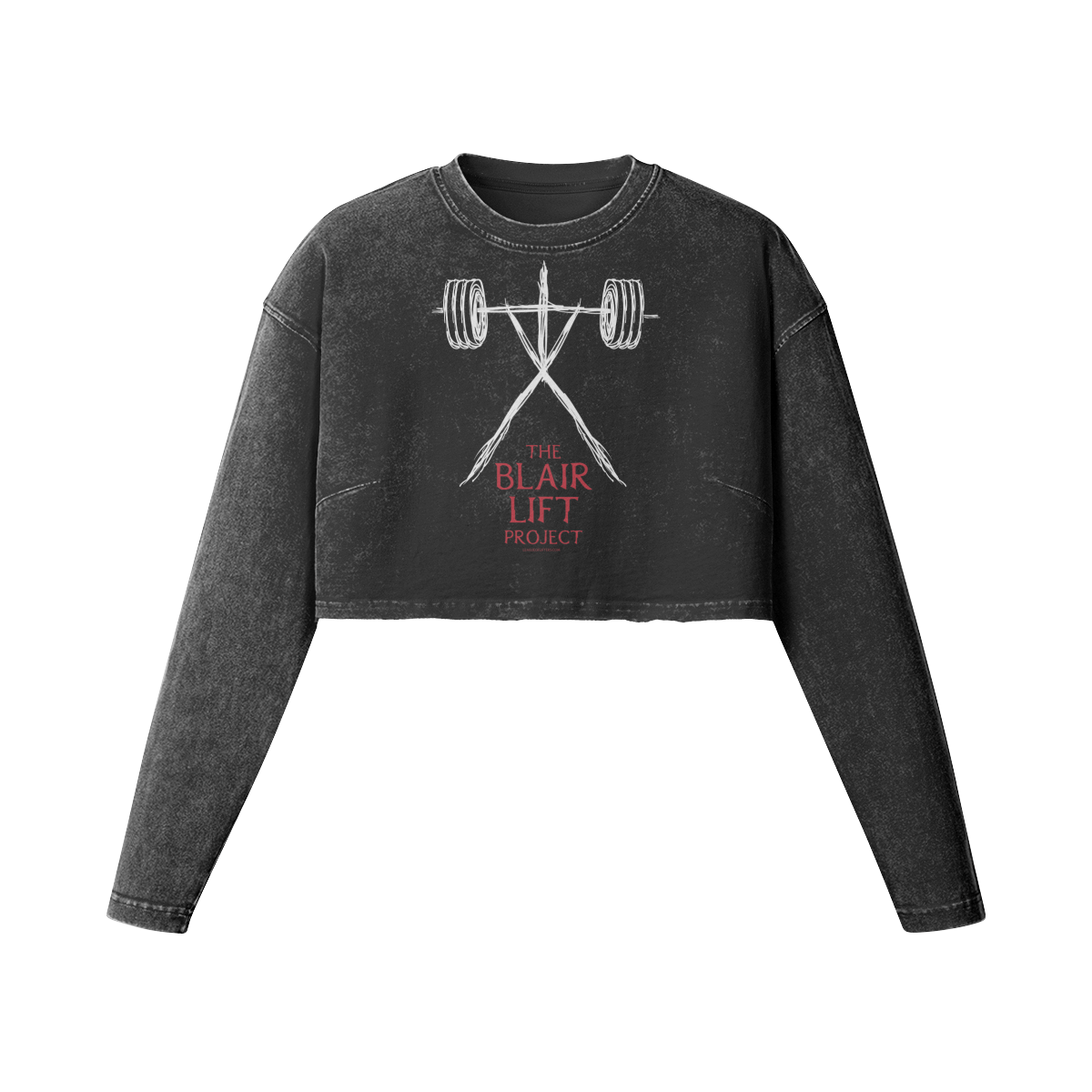 THE BLAIR LIFT PROJECT- Womens Long Sleeve Crop Top-Faded Black-League of Lifters