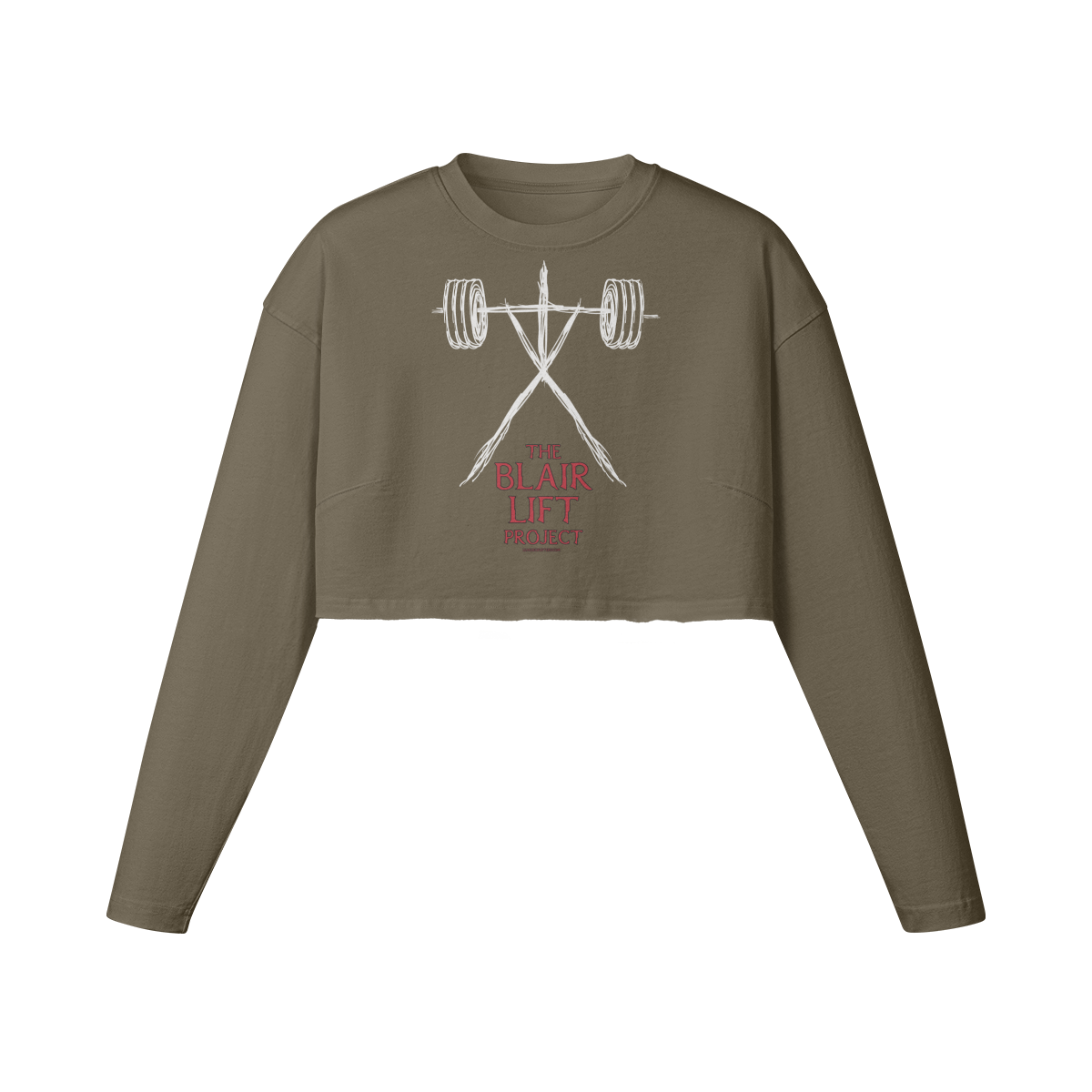 THE BLAIR LIFT PROJECT- Womens Long Sleeve Crop Top-Army Brown-League of Lifters