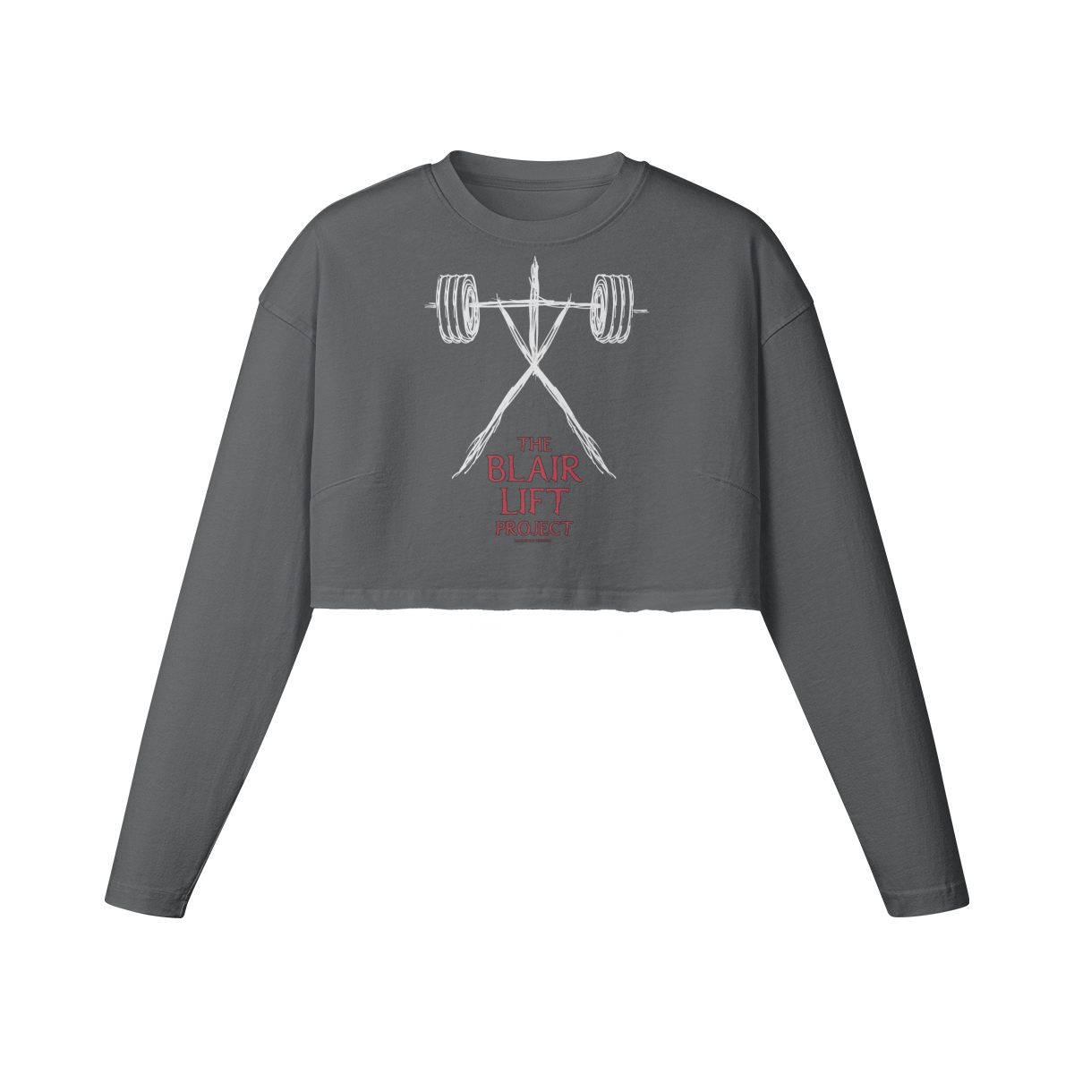 THE BLAIR LIFT PROJECT- Womens Long Sleeve Crop Top-Carbon Gray-League of Lifters