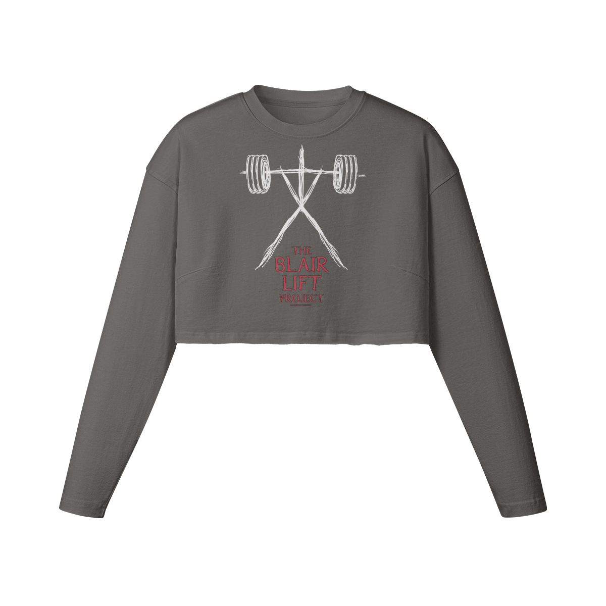 THE BLAIR LIFT PROJECT- Womens Long Sleeve Crop Top-Granite Gray-League of Lifters