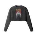 THE YOKER- Womens Long Sleeve Crop Top-Faded Black-League of Lifters