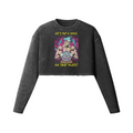 SMILE ON THAT PLATE (RETRO)- Womens Long Sleeve Crop Top-Faded Black-League of Lifters