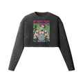 MY HAPPY PLACE- Womens Long Sleeve Crop Top-Faded Black-League of Lifters