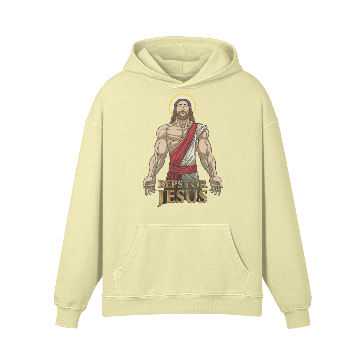 REPS FOR JESUS- Oversized Hoodie-Pale Spring Bud-League of Lifters