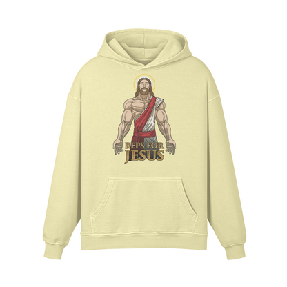 REPS FOR JESUS- Oversized Hoodie-Pale Spring Bud-League of Lifters