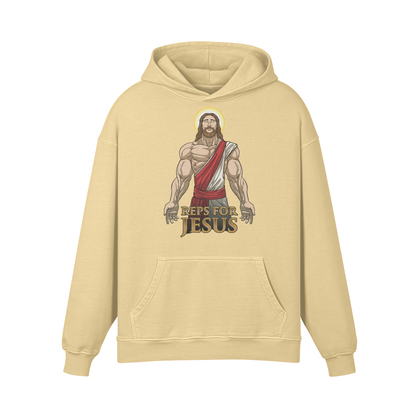 REPS FOR JESUS- Oversized Hoodie-Desert Sand-League of Lifters