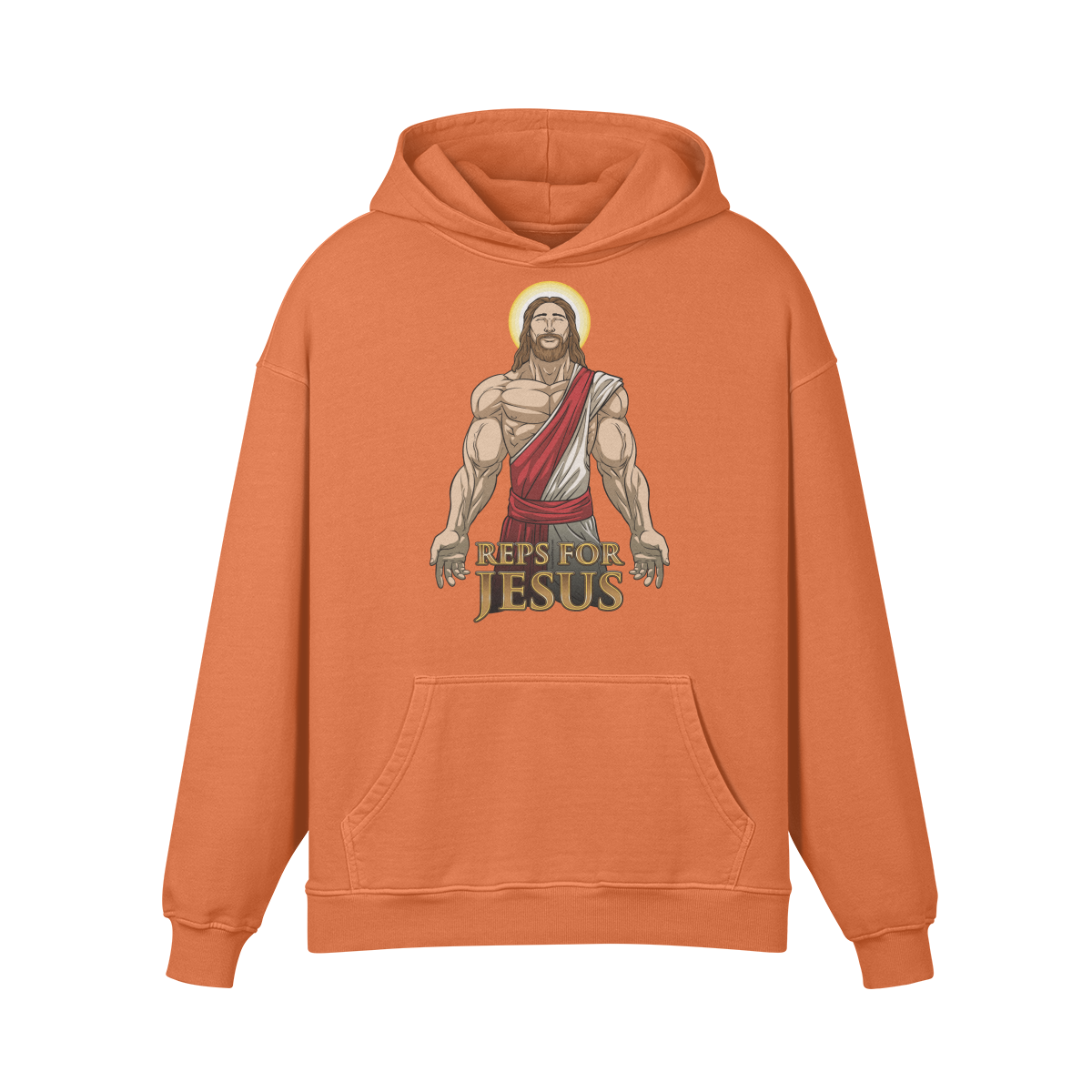 REPS FOR JESUS- Oversized Hoodie-Copper Red-League of Lifters