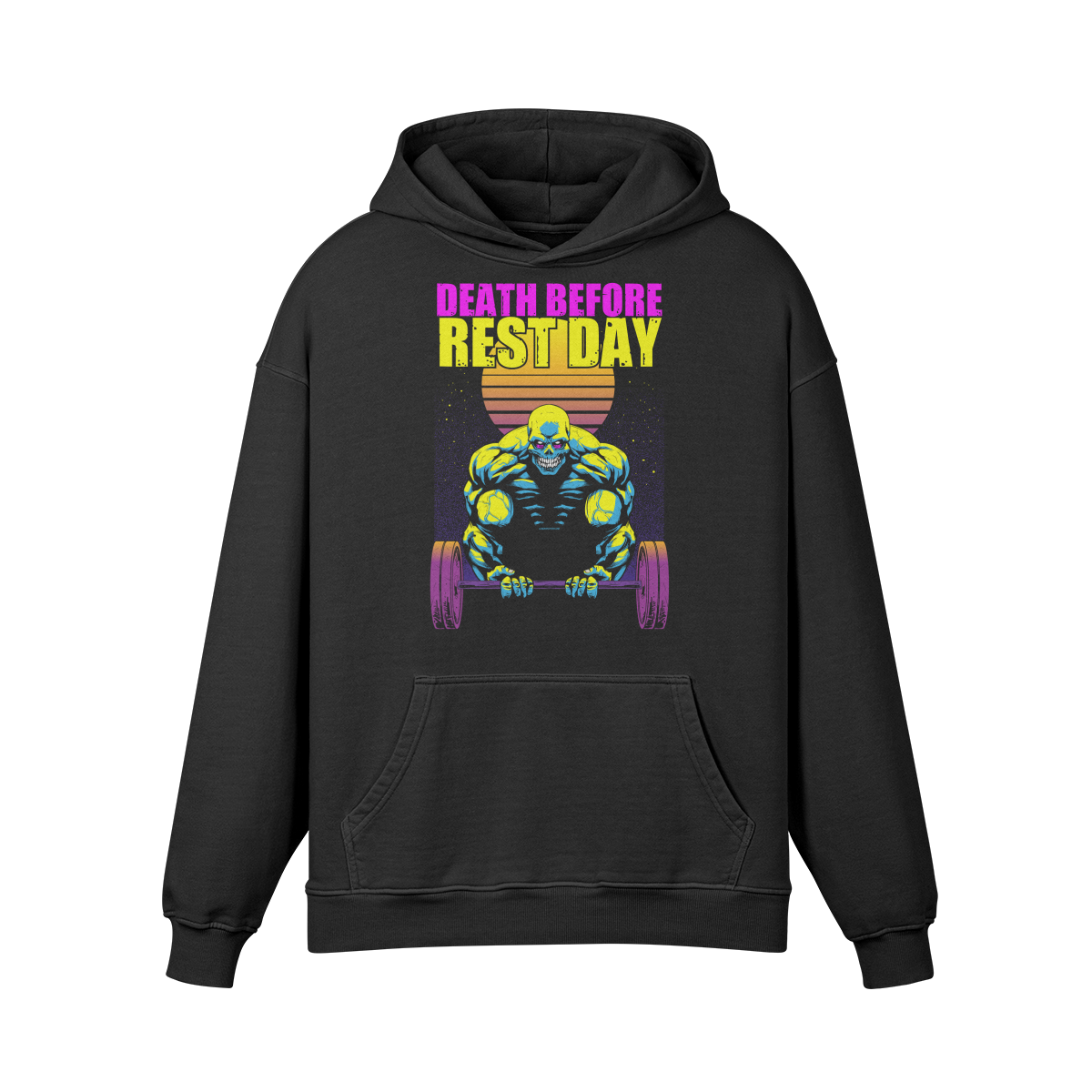 DEATH BEFORE REST DAY- Oversized Hoodie-Faded Black-League of Lifters
