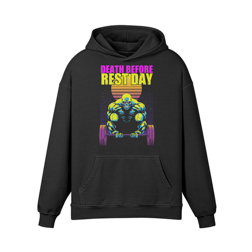 DEATH BEFORE REST DAY- Oversized Hoodie-Faded Black-League of Lifters