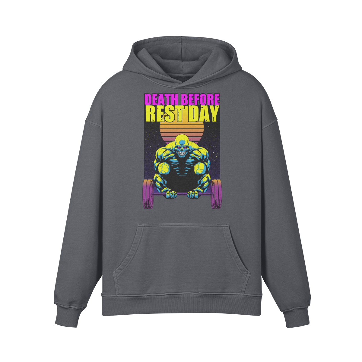DEATH BEFORE REST DAY- Oversized Hoodie-Carbon Gray-League of Lifters