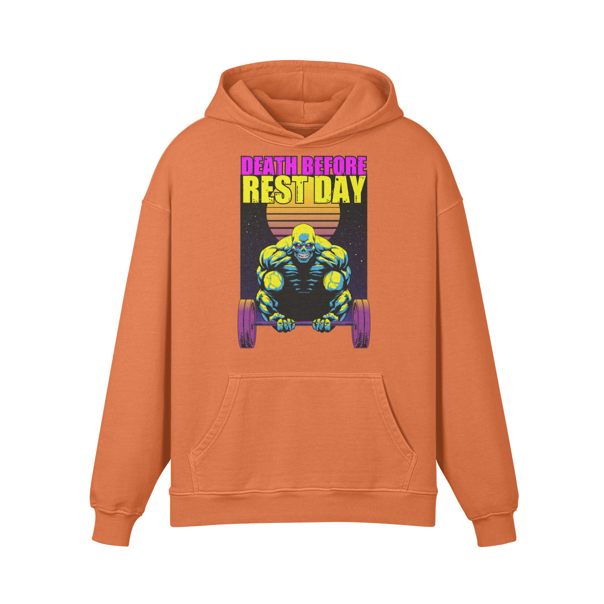 DEATH BEFORE REST DAY- Oversized Hoodie-Copper Red-League of Lifters