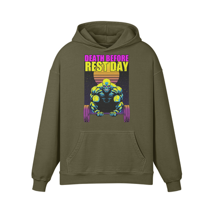 DEATH BEFORE REST DAY- Oversized Hoodie-Olive Green-League of Lifters