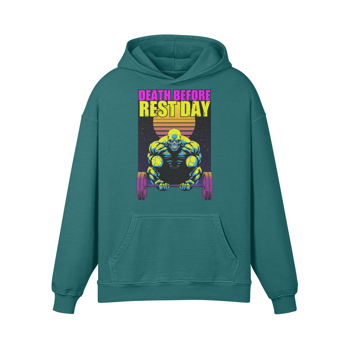 DEATH BEFORE REST DAY- Oversized Hoodie-Blueish Green-League of Lifters