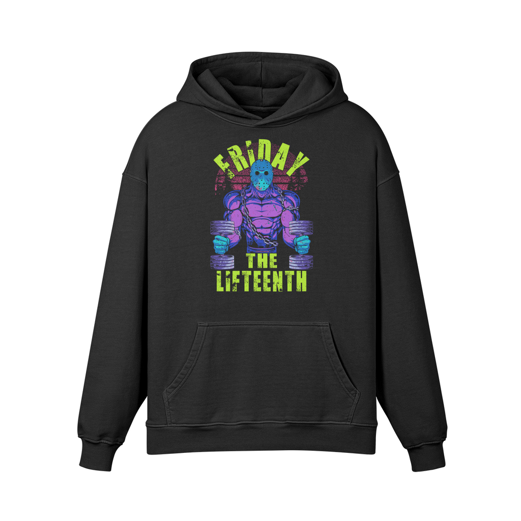 FRIDAY THE LIFTEENTH (RETRO)- Oversized Hoodie-Faded Black-League of Lifters