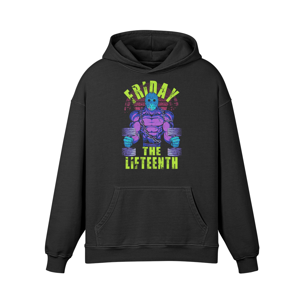 FRIDAY THE LIFTEENTH (RETRO)- Oversized Hoodie-Faded Black-League of Lifters