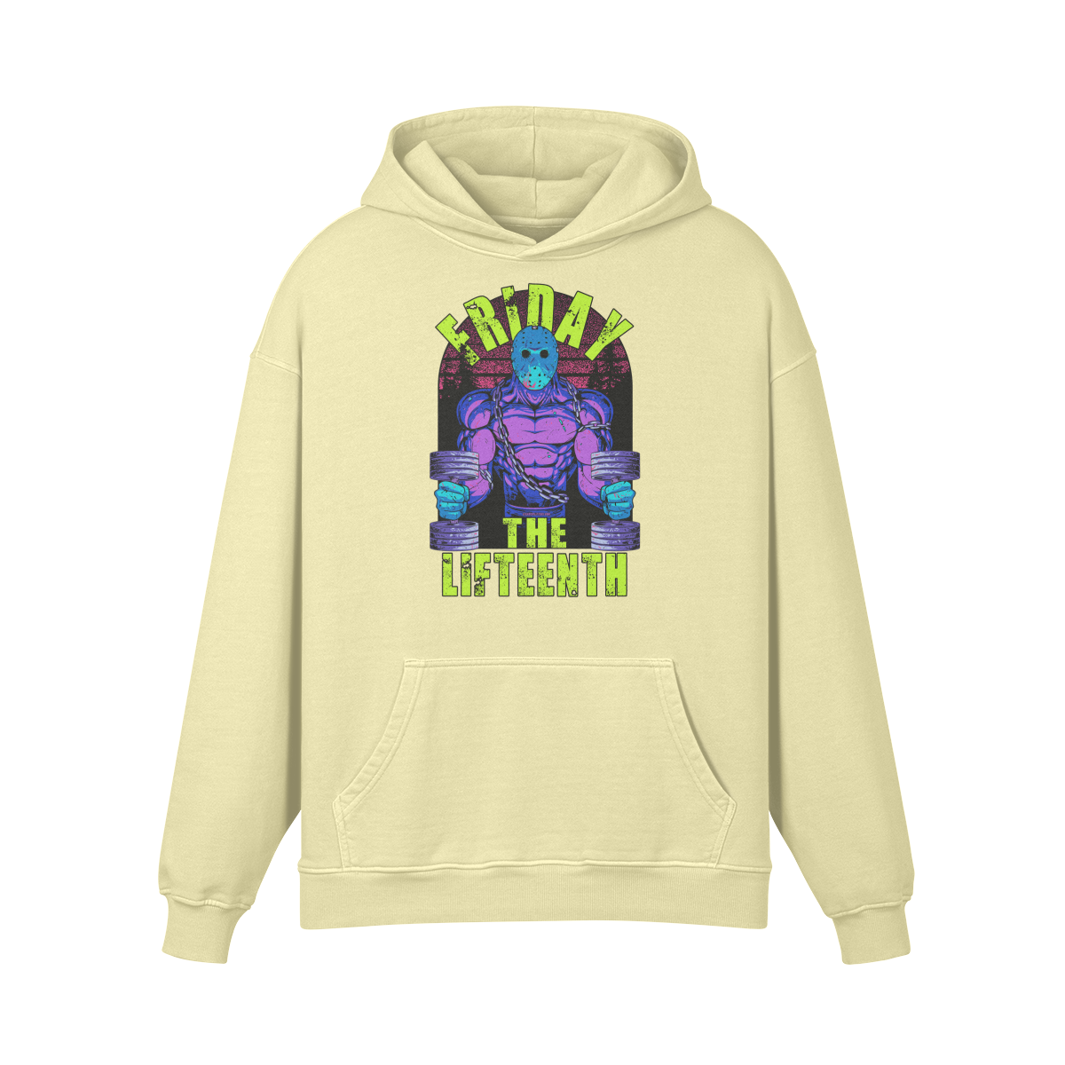 FRIDAY THE LIFTEENTH (RETRO)- Oversized Hoodie-Pale Spring Bud-League of Lifters