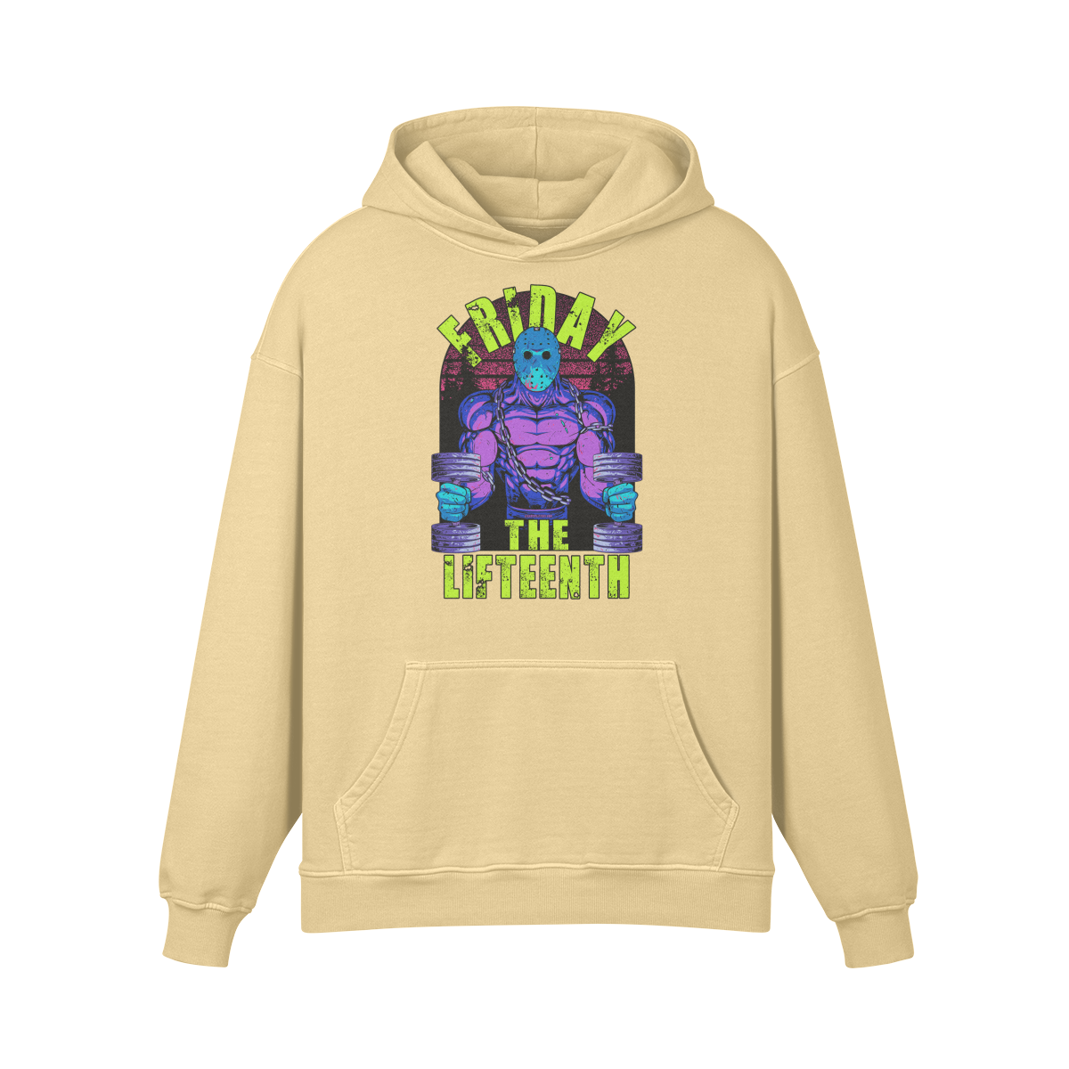 FRIDAY THE LIFTEENTH (RETRO)- Oversized Hoodie-Desert Sand-League of Lifters
