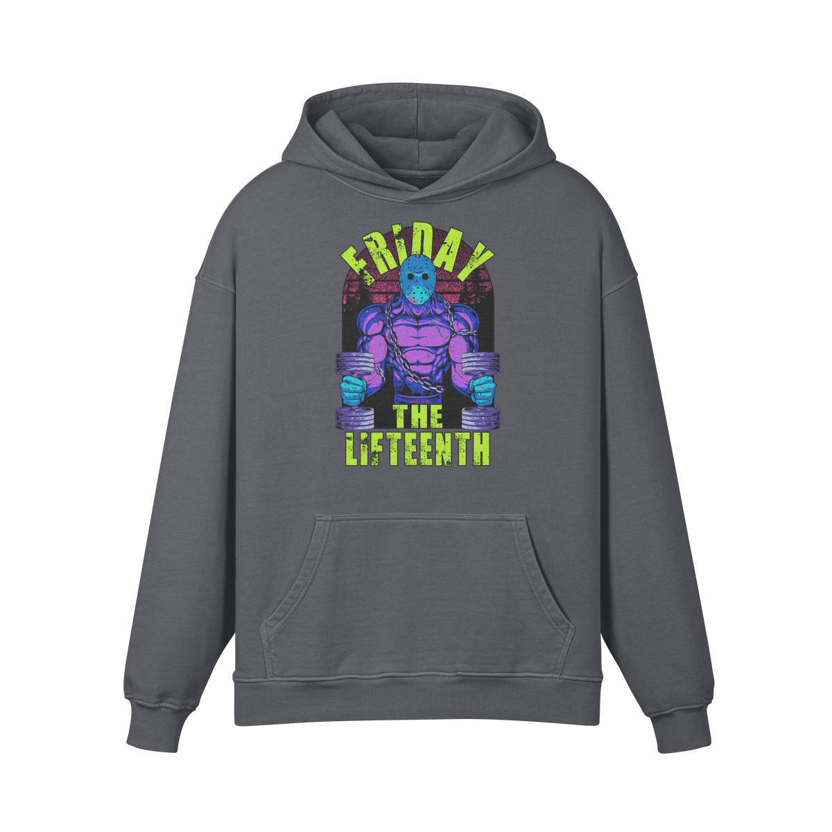 FRIDAY THE LIFTEENTH (RETRO)- Oversized Hoodie-Carbon Gray-League of Lifters