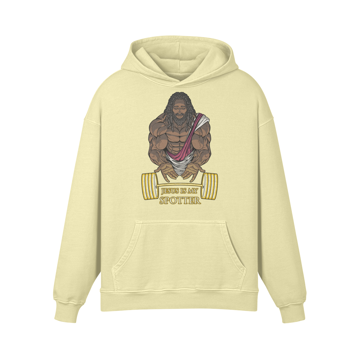 JESUS IS MY SPOTTER (DREADS)- Oversized Hoodie-Pale Spring Bud-League of Lifters