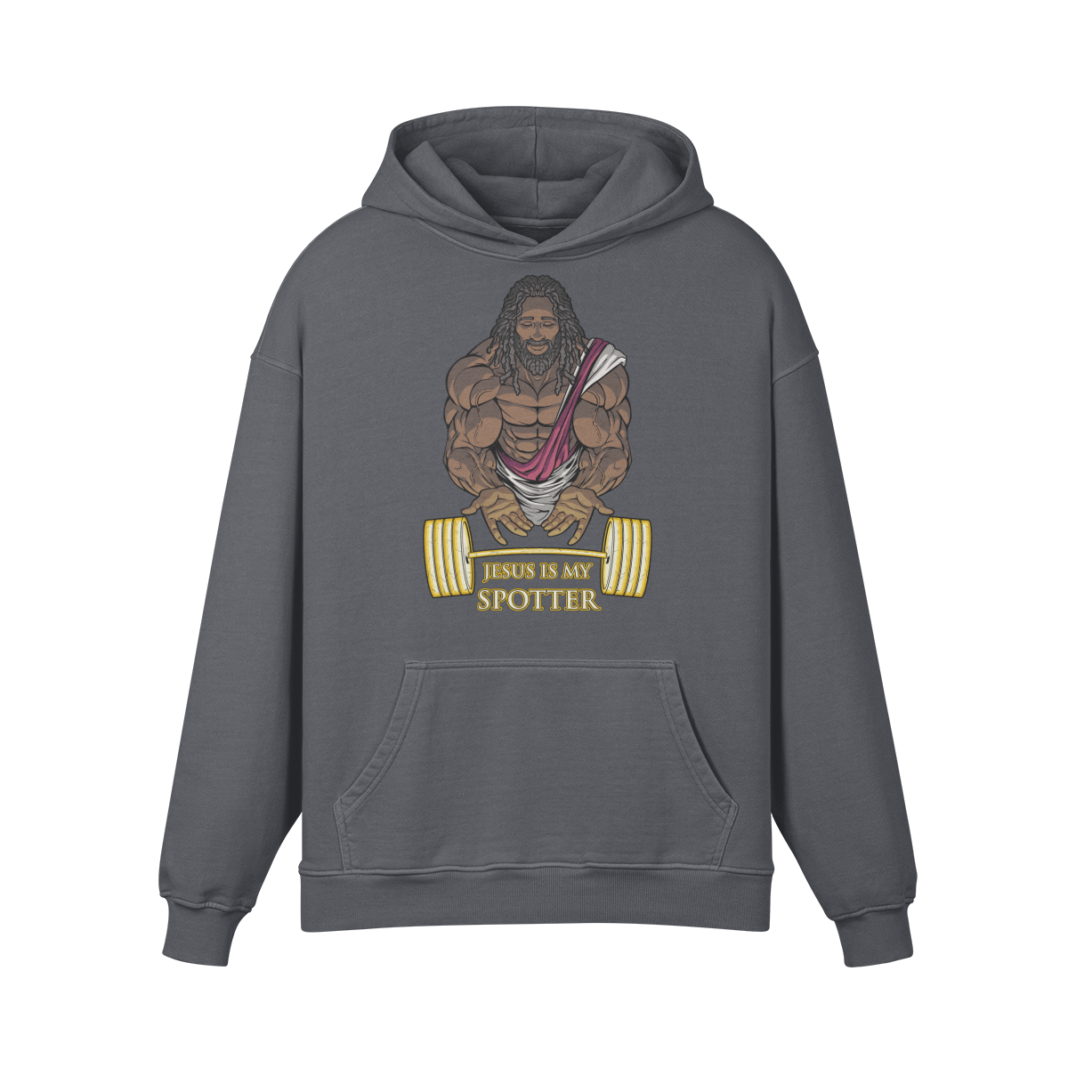 JESUS IS MY SPOTTER (DREADS)- Oversized Hoodie-Carbon Gray-League of Lifters