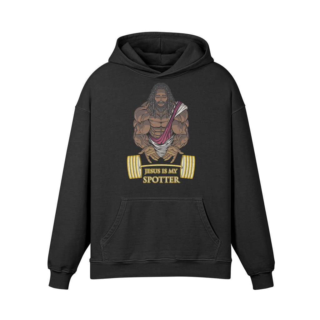 JESUS IS MY SPOTTER (DREADS)- Oversized Hoodie-Faded Black-League of Lifters