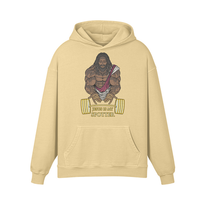 JESUS IS MY SPOTTER (DREADS)- Oversized Hoodie-Desert Sand-League of Lifters