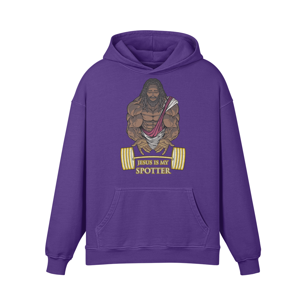 JESUS IS MY SPOTTER (DREADS)- Oversized Hoodie-Purple Haze-League of Lifters
