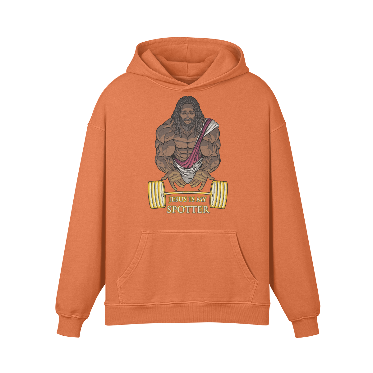 JESUS IS MY SPOTTER (DREADS)- Oversized Hoodie-Copper Red-League of Lifters