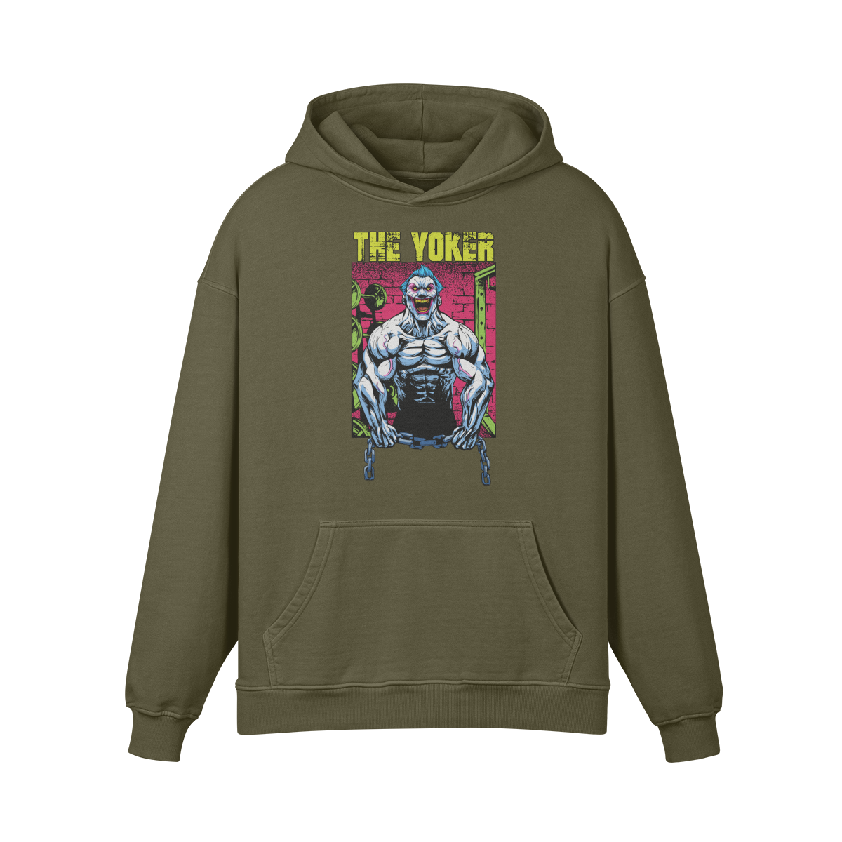 THE YOKER (RETRO)- Oversized Hoodie-Olive Green-League of Lifters