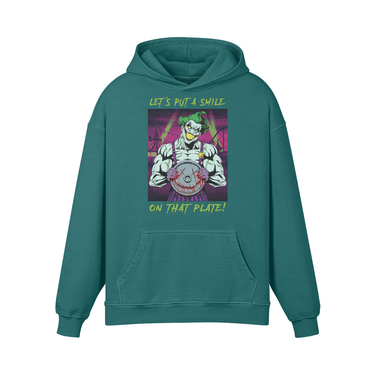 SMILE ON THAT PLATE- Oversized Hoodie-Blueish Green-League of Lifters