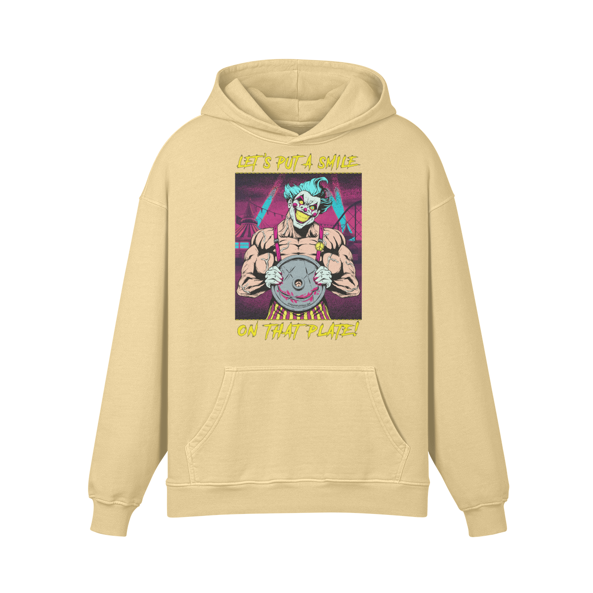 SMILE ON THAT PLATE (RETRO)- Oversized Hoodie-Desert Sand-League of Lifters