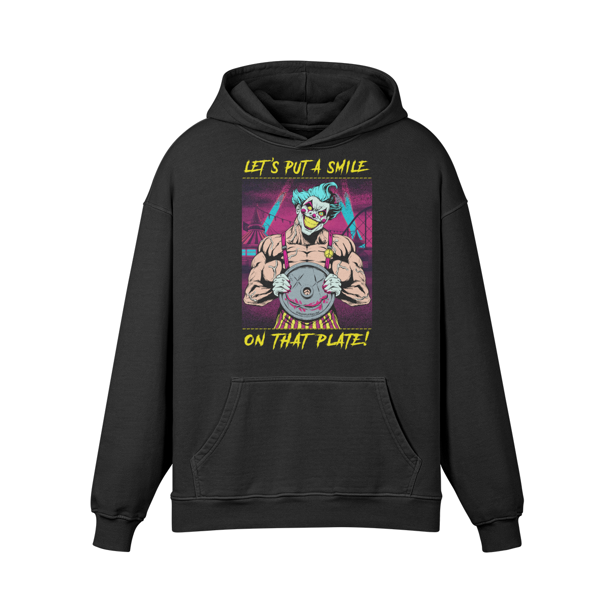 SMILE ON THAT PLATE (RETRO)- Oversized Hoodie-Faded Black-League of Lifters