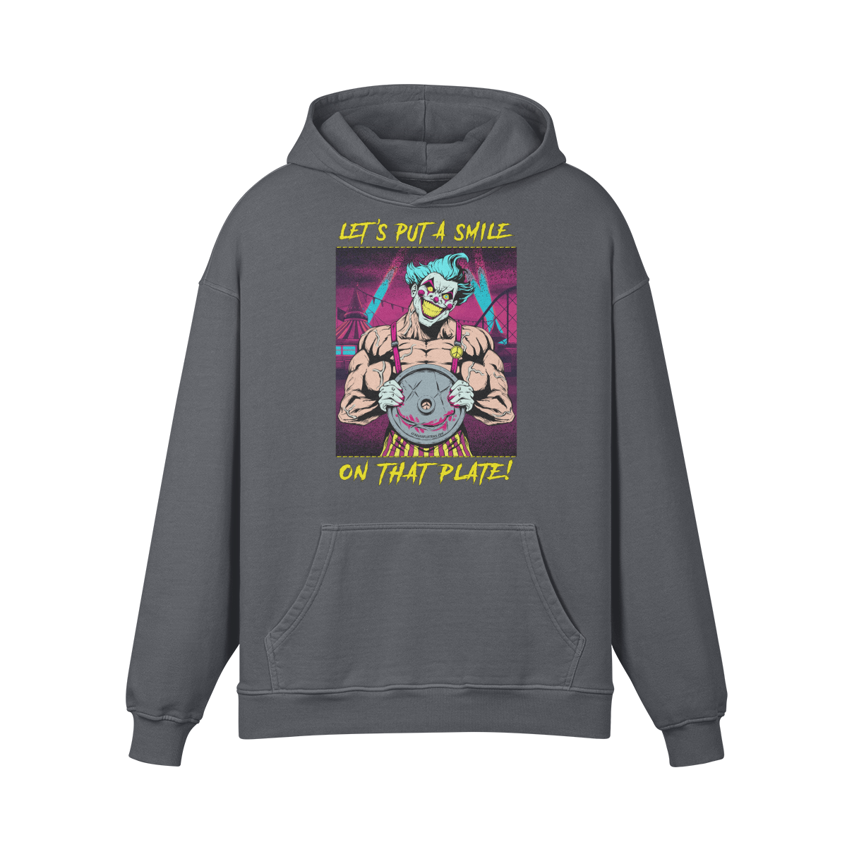SMILE ON THAT PLATE (RETRO)- Oversized Hoodie-Carbon Gray-League of Lifters
