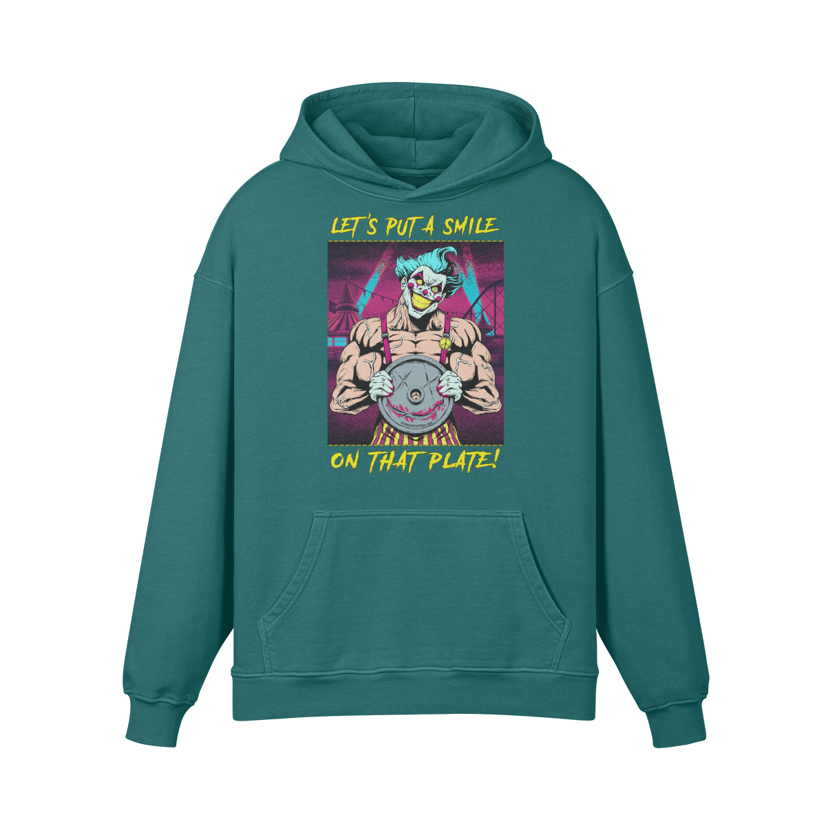 SMILE ON THAT PLATE (RETRO)- Oversized Hoodie-Blueish Green-League of Lifters