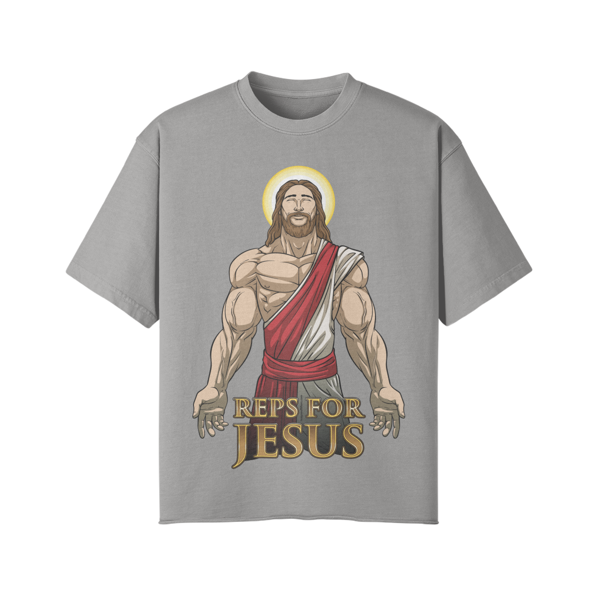 REPS FOR JESUS- Pump Top-Light Gray-League of Lifters