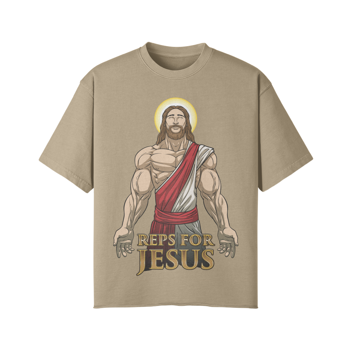 REPS FOR JESUS- Pump Top-Khaki-League of Lifters
