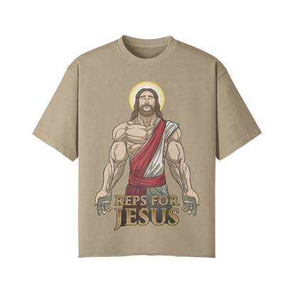 REPS FOR JESUS- Pump Top-Khaki-League of Lifters