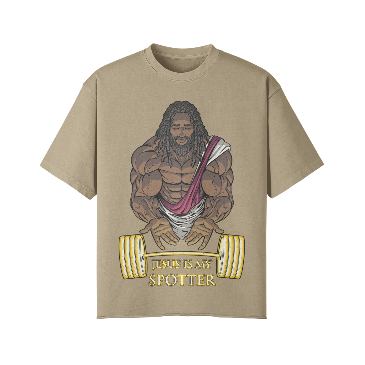 JESUS IS MY SPOTTER (DREADS)- Pump Top-Khaki-League of Lifters