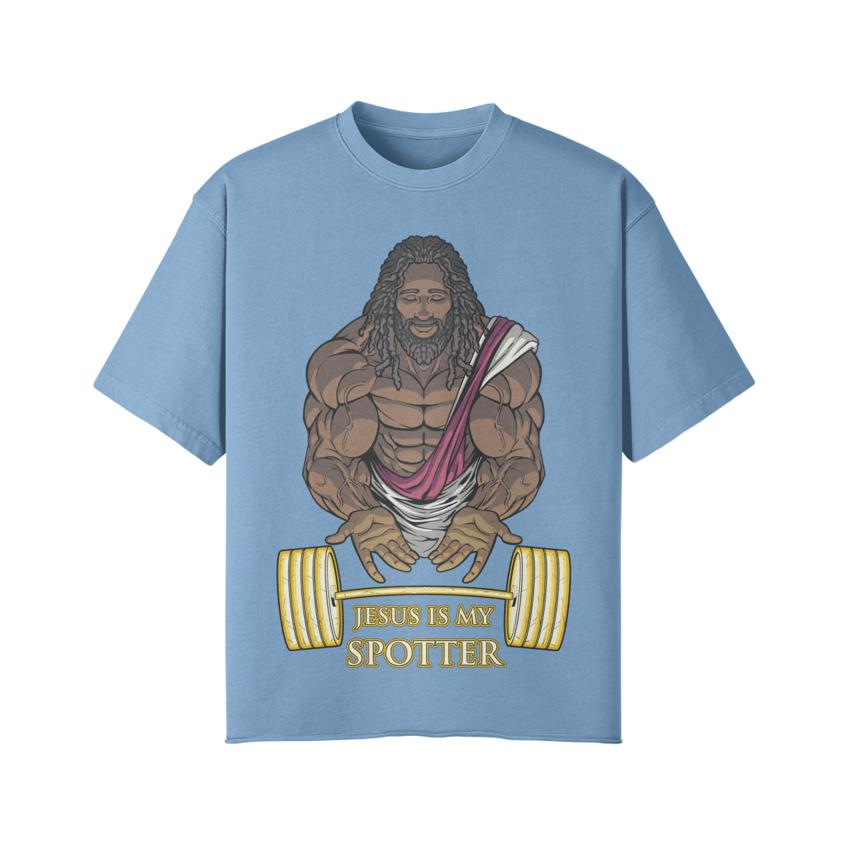 JESUS IS MY SPOTTER (DREADS)- Pump Top-Medium Blue-League of Lifters