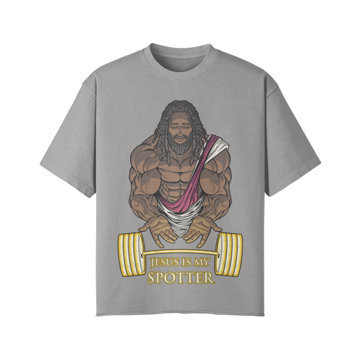 JESUS IS MY SPOTTER (DREADS)- Pump Top-Light Gray-League of Lifters
