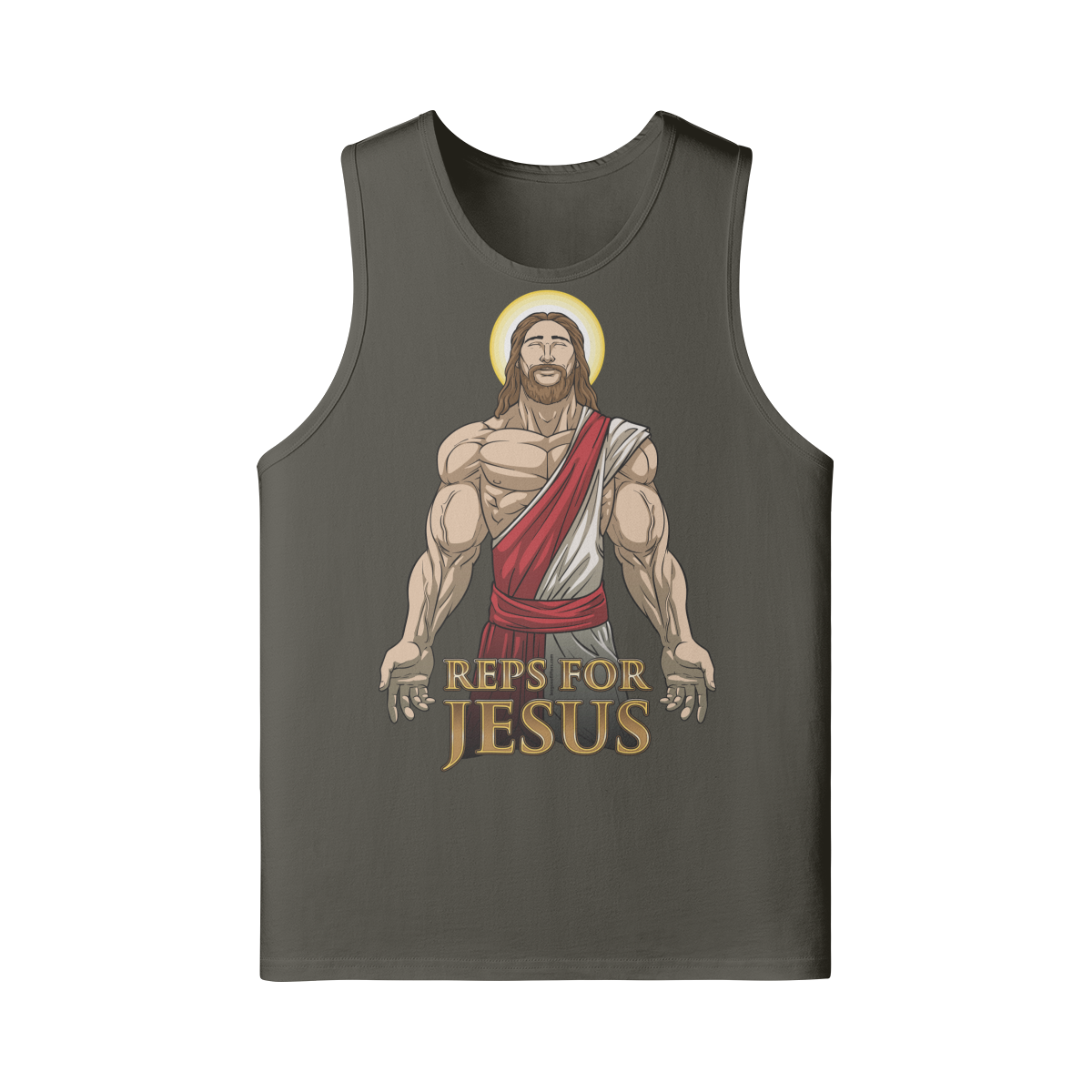 REPS FOR JESUS- Tank Top-Charcoal Grey-League of Lifters