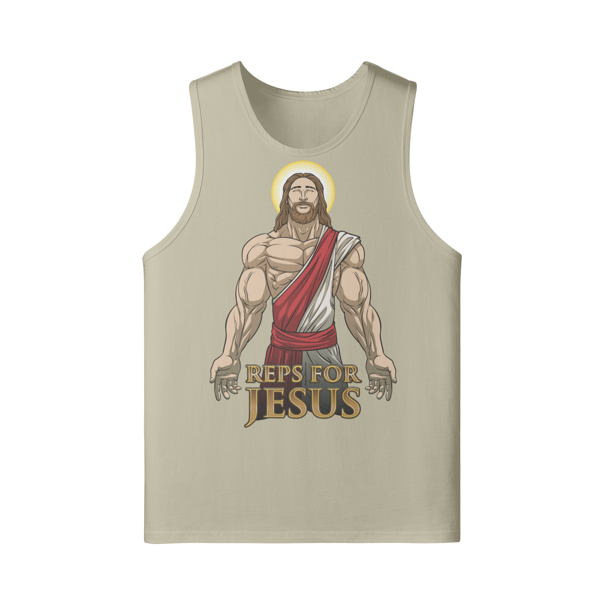 REPS FOR JESUS- Tank Top-Rice Apricot-League of Lifters