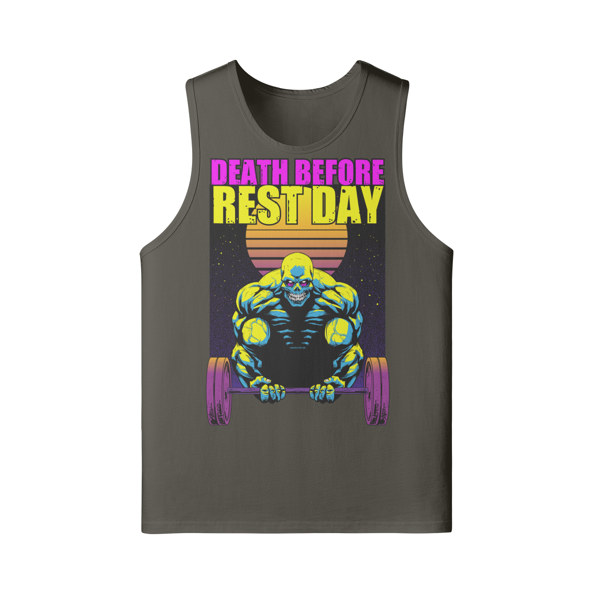DEATH BEFORE REST DAY- Tank Top-Charcoal Grey-League of Lifters