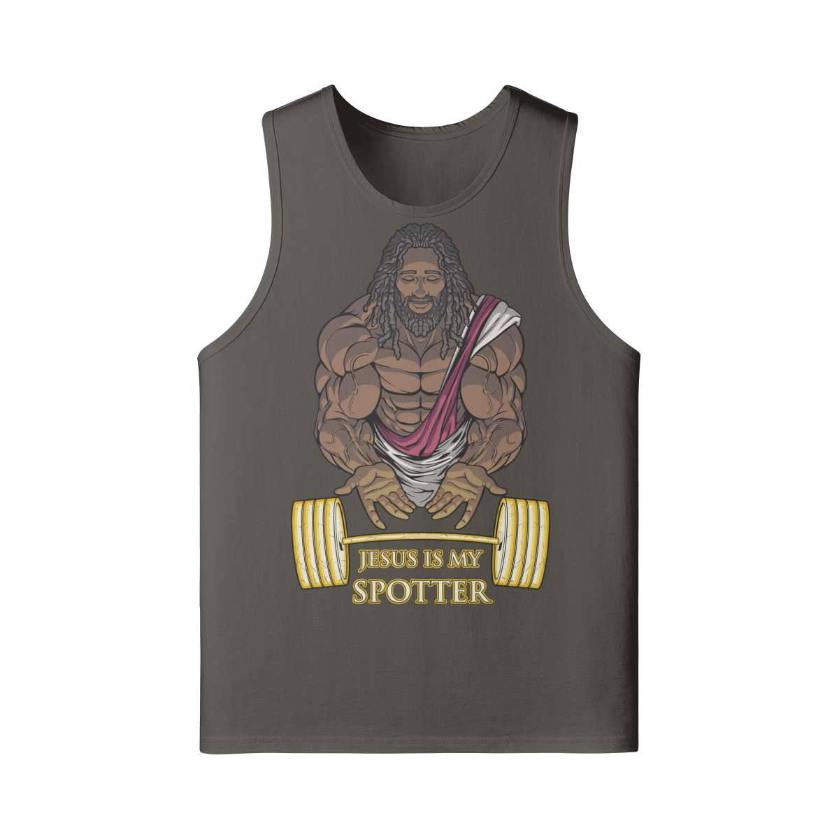 JESUS IS MY SPOTTER (DREADS)- Tank Top-Charcoal Grey-League of Lifters