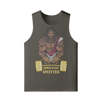 JESUS IS MY SPOTTER (DREADS)- Tank Top-Charcoal Grey-League of Lifters