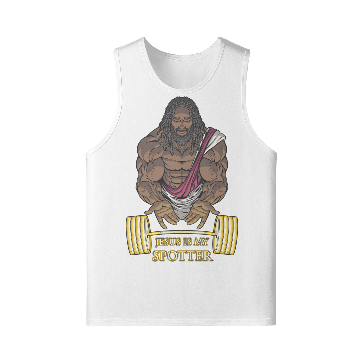JESUS IS MY SPOTTER (DREADS)- Tank Top-White-League of Lifters