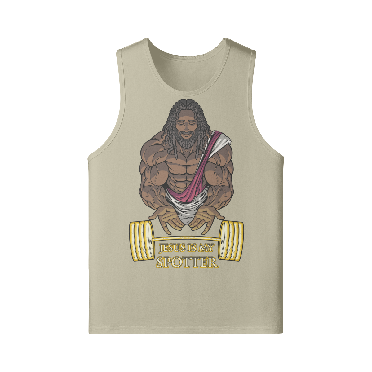 JESUS IS MY SPOTTER (DREADS)- Tank Top-Rice Apricot-League of Lifters