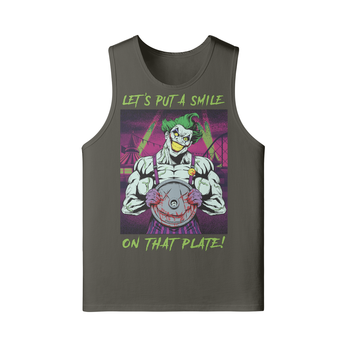 SMILE ON THAT PLATE- Tank Top-Charcoal Grey-League of Lifters