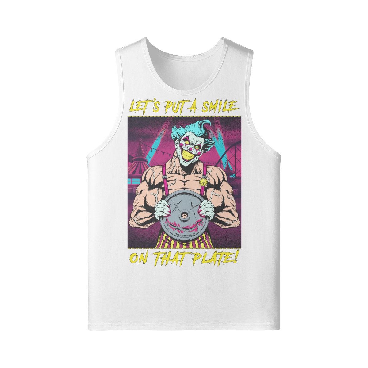SMILE ON THAT PLATE (RETRO)- Tank Top-White-League of Lifters